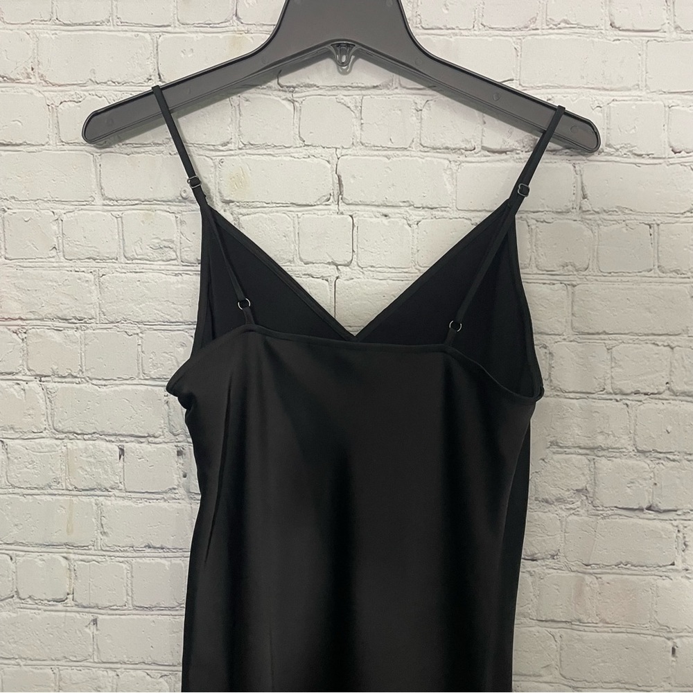 Banana Republic Black Satin Long Fitted Button Down Semi- formal Dress size 4 - Picture 6 of 9